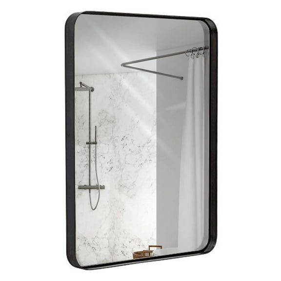 Hamilton Hills 22x30 inch Metal Black Frame Mirror for Bathroom