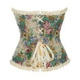 thumbnail image 3 of Tuosodrolic Renaissance Corsets for Women Vintage Floral Bustier Tops Overbust Gothic Corsets Lace Up Front Button Shaperwear Tops, Womens Lace Up Boned Overbust Corset Bustier, 3 of 6