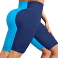 thumbnail image 4 of BODOAO 2 Pack Biker Yoga Shorts for Women,High Waisted Athletic Running Workout Gym Knee Length Shorts Tummy Control Hip Lifting Fitness Pants Compression and Tight Fit Yoga Short Blue S, 4 of 4