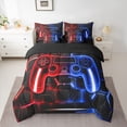 thumbnail image 3 of Feelyou Gaming Controller Kid Bedding Comforter Set 7pcs, Futuristic Game Consloe Queen Bedding Sets, Honeycomb Abstract Blue Reversible Queen Sheet Sets, Lightweight Room Decor, 3 of 8