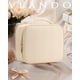 thumbnail image 3 of Bolsa de maquillaje de viaje Vlando de gran capacidad, piel sintética, color beige, 3 of 9
