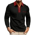thumbnail image 1 of pstuiky camisas de manga larga para hombre, Camisa de manga larga con cuello abatible y bolsillos con bloqueo de color y cremallera para hombre Tops casuales para hombres xl, 1 of 2