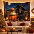 thumbnail image 3 of Dachshund with Pumpkins in Autumn Night, Whimsical Illustration for Dachshund Lovers, Animal Decor Art, Halloween Gift Tapestry Wall Hanging for Bedroom and Living Room, 3 of 7