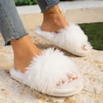 thumbnail image 5 of Fnooota Womens Slide Slippers, Non Slip Open Toe Indoor Comfort Fuzzy Slippers Bedroom Shoes White Size 7.5-7.5, 5 of 7