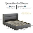 thumbnail image 2 of Relax & Rejuvenate Queen Size Lift up Storage Bed, Upholstered Platform Bed Frame with Modern Linen Fabric Wingback Headboard, Wood Slats Support, Easy Assembly, No Box Spring Needed, Light Grey, 2 of 7