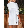 thumbnail image 6 of Bsubseach Women's Blouse Top Long Sleeve Button Front White Swimwear Cover-Up, One Size, 6 of 7