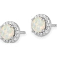 thumbnail image 2 of Sterling Silver Rhodium-Plated White Created Opal & Cz Halo Post Earrings (8.72 X 8.75) Made In China qe16406, 2 of 5