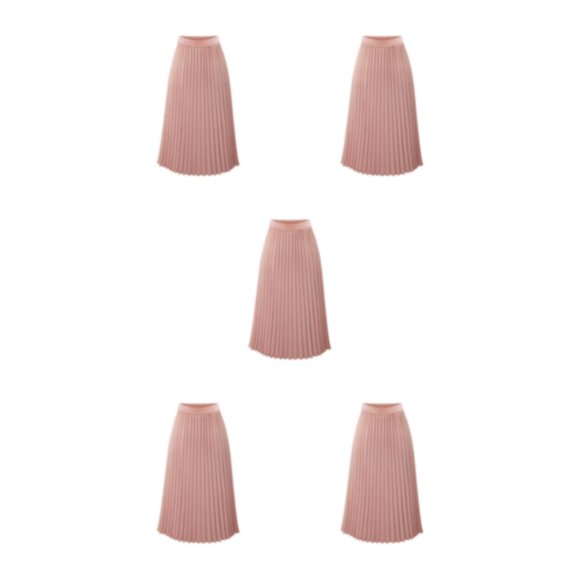 Decodeary Polyester Black Skirt With Elastic Waist - Comfort For Summer Look Pleated Skirt Long Skirts Midi Skirt pink L,1 5Set
