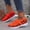 Red Orange, variant on Women's Leopard Print Knit Sneakers, Slip On Breathable Flat Stretch Casual Shoes, Lightweight Low-top Comfy Shoes