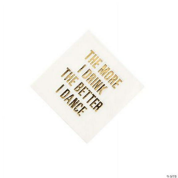Funny Saying White w/Gold Foil Paper Beverage Napkins, Wedding, Party Supplies, 16 Pcs