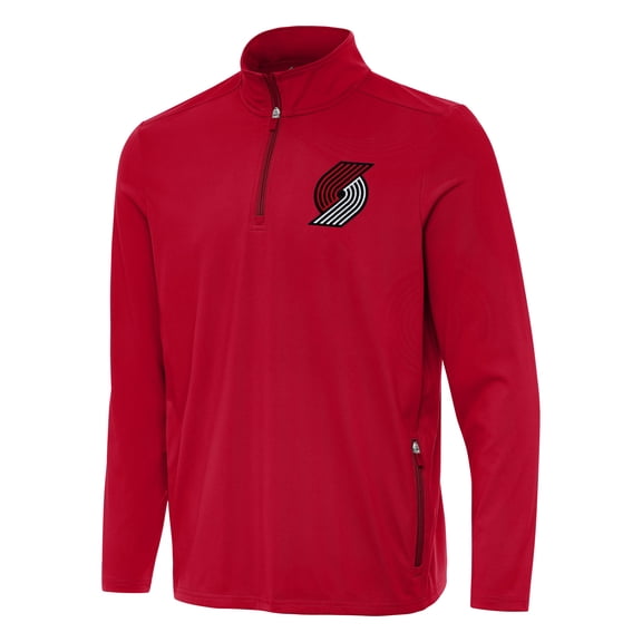 Men's Antigua  Red Portland Trail Blazers Perilous Quarter-Zip Sweatshirt