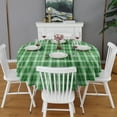 thumbnail image 2 of Green White Checkerboard Checkered Pattern Round Tablecloth 60"x60",Wrinkle Wipeable Table Cloth for Kitchen Dining Room Picnic Patio Party, 2 of 6