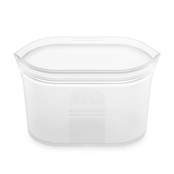 Zip Top Reusable Food Storage Container - Small Dish Frost - Made in the USA - 100% Platinum Silicone