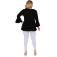 thumbnail image 3 of YELETE Women's 3/4 Bell Sleeve Top - Plus Size, Black 3XL, 3 of 4