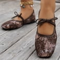 thumbnail image 5 of Purcolt Womens Floral Embroidery Mesh Flats Lightweight Casual Square Toe Slip On Ballet Shoes Comfort Elegant Soft Sole Dress Shoes with Bowknot Elastic Strap, 5 of 9