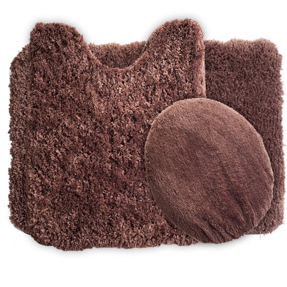 Lavish Home 3Piece Super Plush NonSlip Bath Mat Rug Set