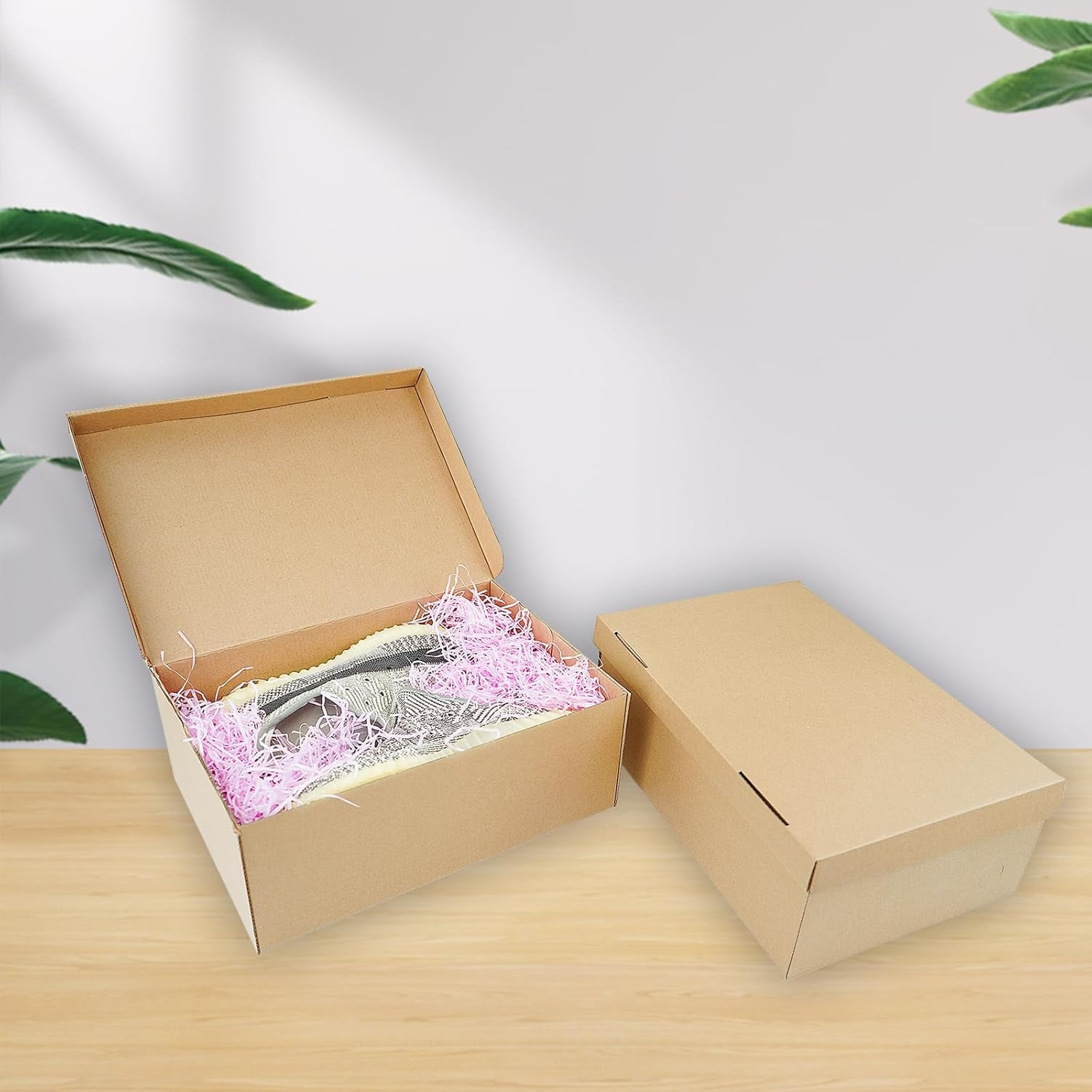 10 Pack Cardboard Shoe Boxes with Lid, 12.6x8.7x4.73", Multi-Purpose Storage Box for Home Office Organization Containers, Foldable Cardboard Carton, Gift Parcel (STRBOXONG