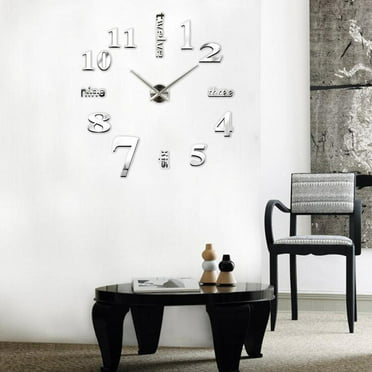 Spencer Frameless Wall Clock, Large Modern 3D Mirror Wall Clock Mute ...