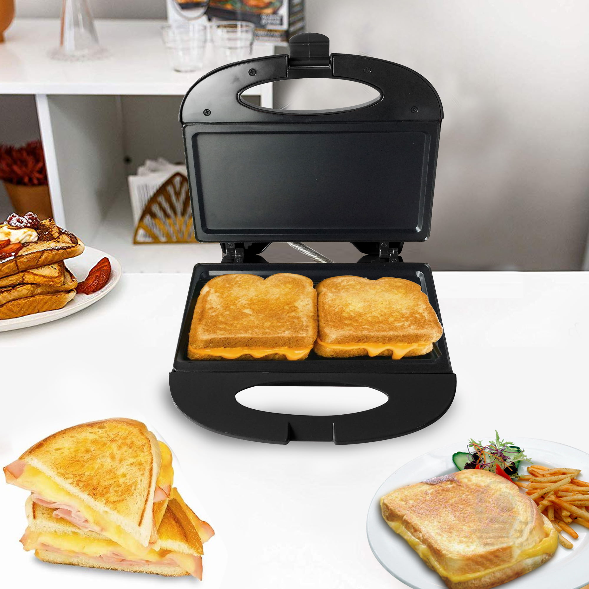 Bene Casa - White Nonstick Flat Grill Sandwich Maker - Includes Cool-touch  Handles and Die Cast Aluminum Cooking Surface