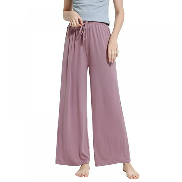 WBQ Women's Soft Cotton Lounge Pajama Pants, Solid Lounge Drawstring ...