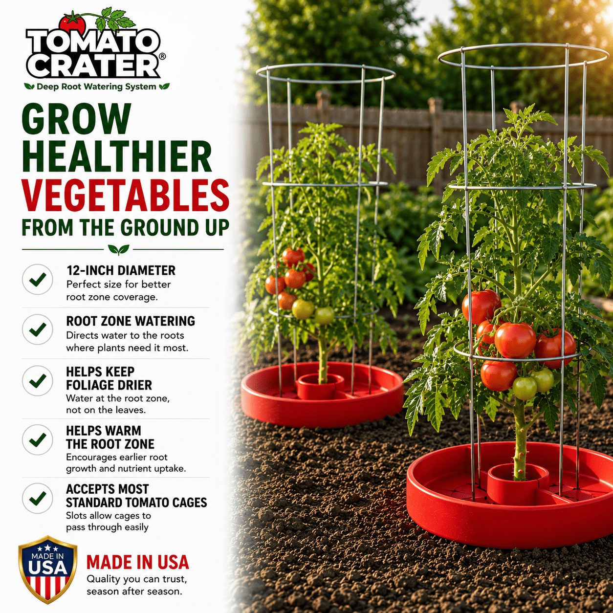 Tomato Crater, Root-Zone Watering Ring, 3PK, Snap-Together Base