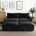 thumbnail image 2 of Bonuoke 75" Modular Sectional Sofa, 4 Seat U-Shaped Sectional Couch with Reversible Ottoman for Living Room, Black, 2 of 8
