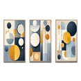 thumbnail image 2 of Designart "Yellow Blue Circulars Graphic Geometry II" Modern Midcentury Framed Wall Art Set Of 3 - Blue Abstract Midcentury Frame Gallery Set For Office Decor, 2 of 6
