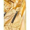thumbnail image 5 of Doomiva Kids Girls Metallic Motorcycle PU Jacket Sparkly Zip Up Moto Biker Coat Outwear Boys Dancewear Streetwear Gold 8, 5 of 7