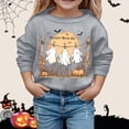 thumbnail image 2 of Krdevn Kids Vintage Hanging Ghost Pumpkin Bat Graphic Crewneck Sweatshirt Long Sleeve Casual Pullover Top for Halloween Holiday Outfit Grey,5-6 Years, 2 of 4