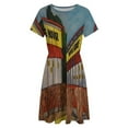 thumbnail image 4 of Waffle House Dress Fashion Beach Short Sleeve Dresses Female Party Printed Sundress, 4 of 7