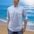 thumbnail image 2 of zfhfof Mens Cotton Linen Henley Shirts Casual Roll Up Long Sleeve Summer Beach Shirt Hawaii Hippie Button Down T-Shirt for Men, 2 of 8