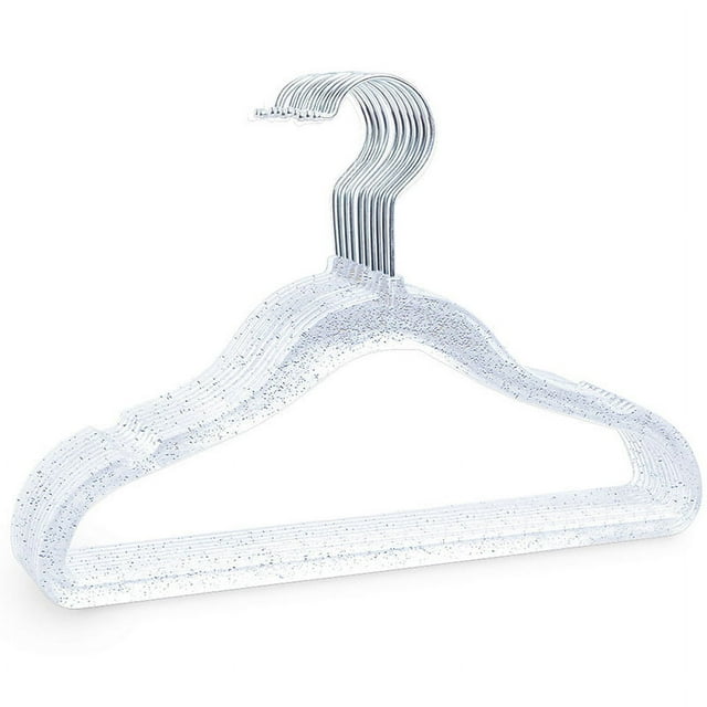 Seamless Clothes Racks,10Pcs Clothes Hangers Plastic Storage Hanging Clothes Support Transparent Glitter Hanger True to Its Promise