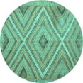 thumbnail image 1 of Ahgly Company Machine Washable Indoor Round Southwestern Turquoise Blue Country Area Rugs, 8' Round, 1 of 4