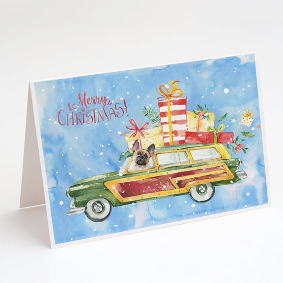 Merry Christmas Fawn French Bulldog Greeting Cards and Envelopes Pack of 8