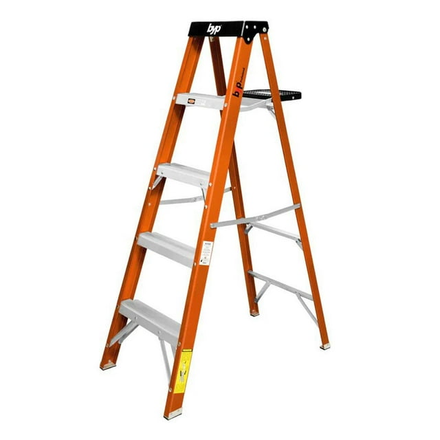 Escalera Tijera De Fibra De Vidrio Tipo II 175Kg 5 Escalones naranja 1.8 metros