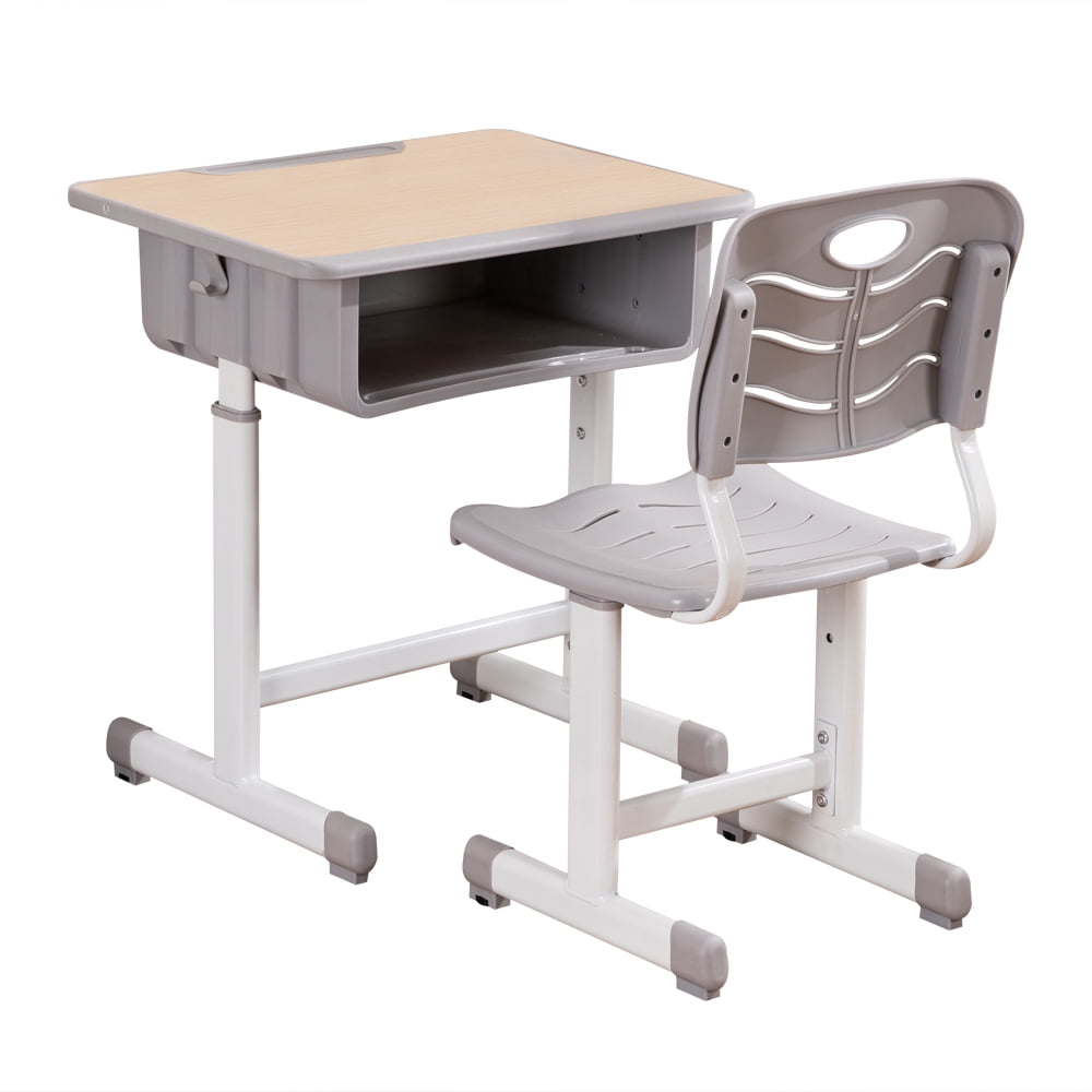 Grey Adjustable Children's Desk and Chair Set Child Kids Study Table Set 