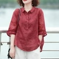 thumbnail image 2 of Bovxnpu 3/4 Sleeve T Shirts Collared 3/4 Sleeve Classic Blouse Soft Breathable Office Summer Tops (Women's or Women's Plus), 2 of 4