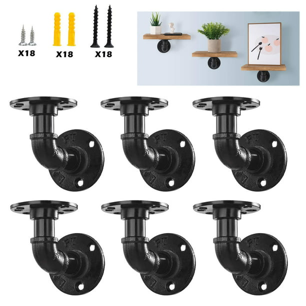 6pcs Industrial Pipe Shelf Brackets, Hanging Shelves With Pipe Fittings