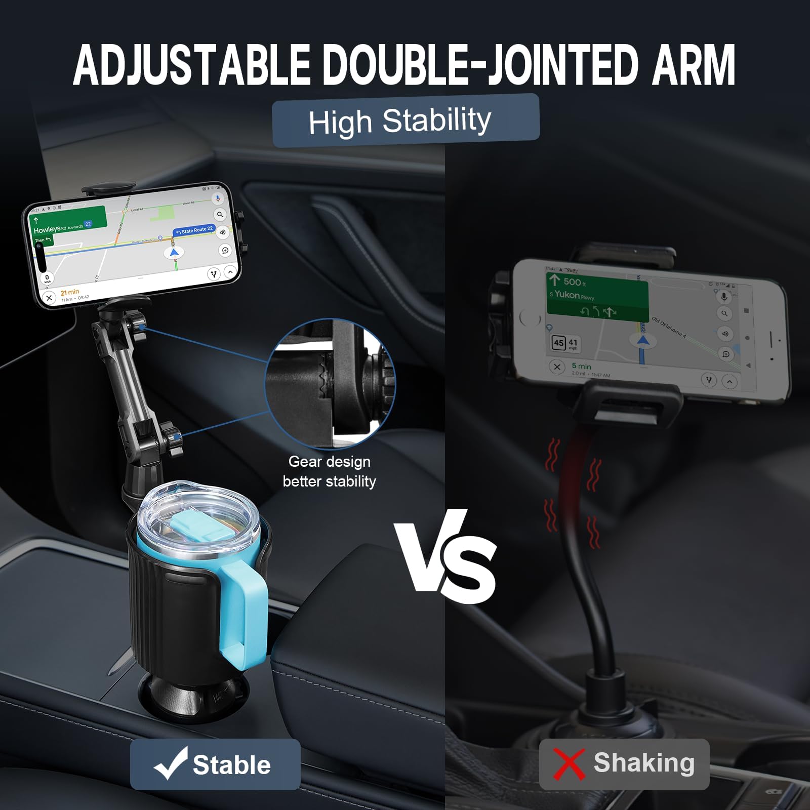 SPEEDWOW 2-in-1 Cup Holder Phone Mount, 360° Rotation photo 3