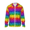 thumbnail image 1 of Fotbe Bright Rainbow Chaqueta con Protección Solar UPF 50+ para Hombre y Mujer, Camisa con Capucha y Bolsillos-XX-Large, 1 of 7