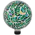 thumbnail image 3 of Northlight Mosaic Iridescent Leaves Outdoor Garden Gazing Ball - 10" - White and Green, 3 of 5