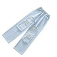 thumbnail image 2 of Qarigey Pantalón de mezclilla para niñas de moda Pantalones vaqueros rasgados para niñas amigables con la piel y de moda Bolsillos de Prendas para la parte inferior del cuerpo TYPE4, 2 of 6