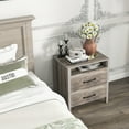 thumbnail image 2 of Gymax Table de Chevet avec 2 Tiroirs Table d'Appoint Style Ferme avec Tablette de Rangement Ouverte, 2 of 9