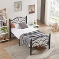 thumbnail image 2 of VECELO Metal Platform Bed Frame with Victorian Headboard and Footboard, Modern Bedroom Mattress Platform Foundation, Twin Size, Black, 2 of 8