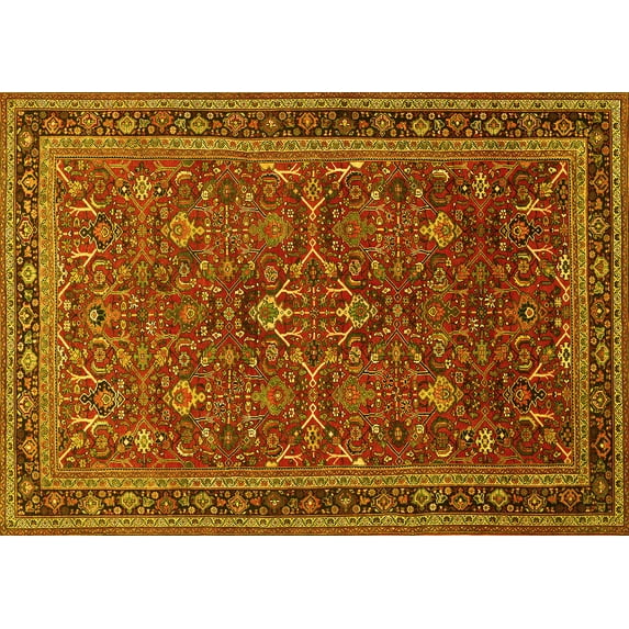Ahgly Company Indoor Rectangle Persian Yellow Traditional Area Rugs, 2' x 4'