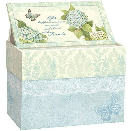 Lang Blue Hydrangea Recipe Card Box with Recipe Cards