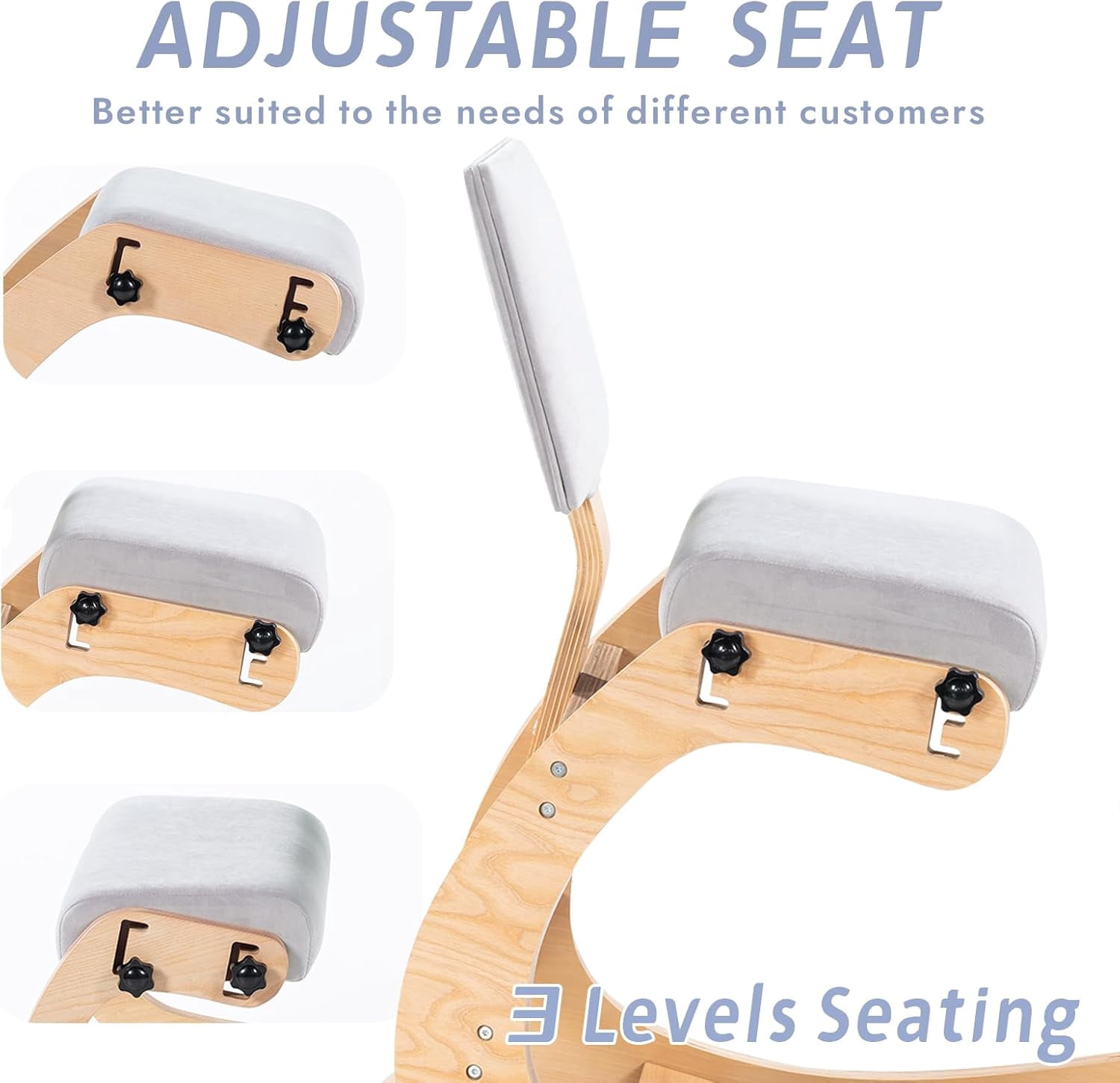 ANHDAH Ergonomic Kneeling Chair with Back Support Back Pain Relief for Oome, Office, Meditation, Study, and Cross-Legged Seating Gray