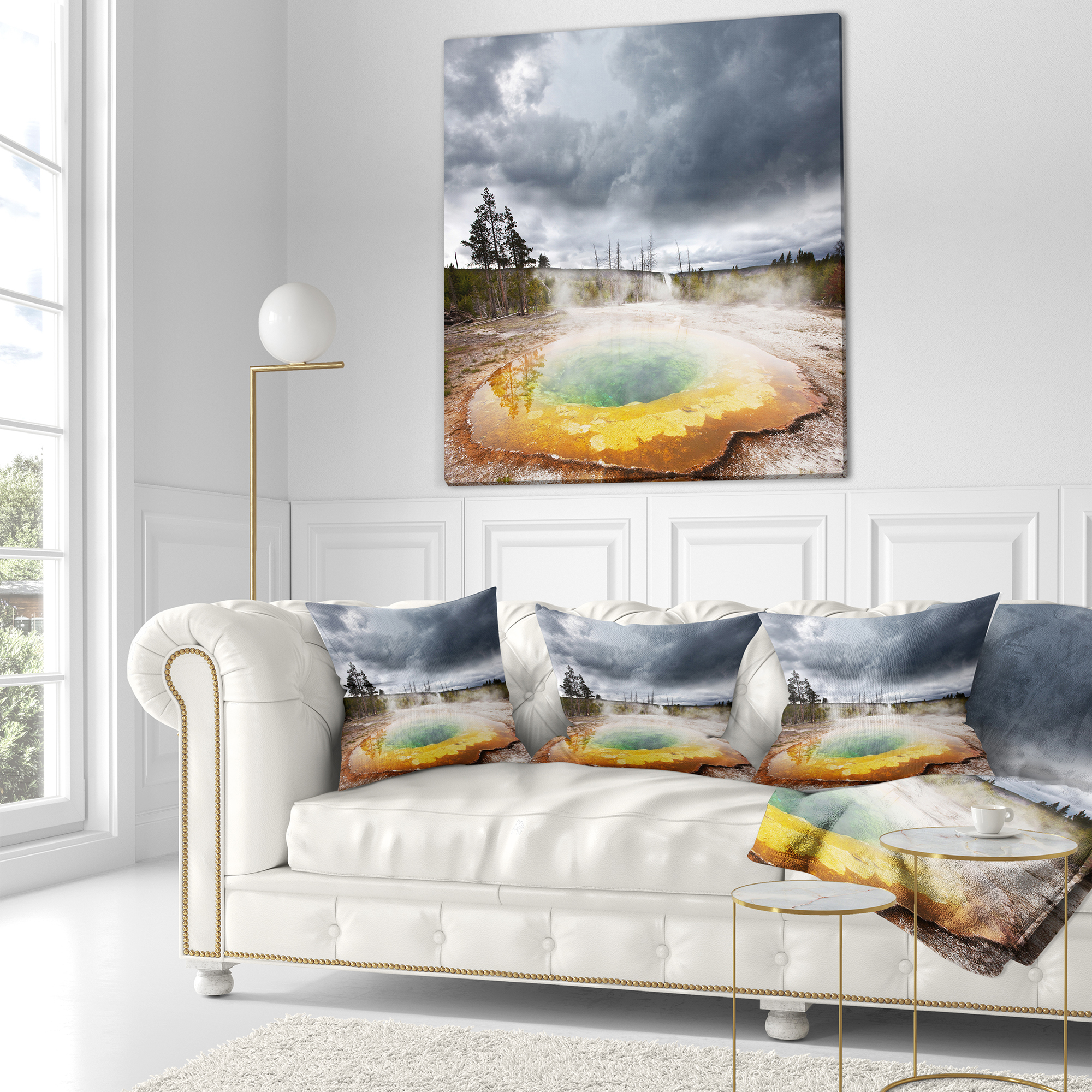 Designart Fantastic Morning Glory Pool - Landscape Printed Throw Pillow - 18x18
