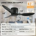 thumbnail image 6 of 42" Flush Mount Ceiling Fan without light, 3 Reversible Blades, with 6 Speeds Reversible DC Motor,Low Profile Ceiling Fan with no light for Living Room Kitchen Bedroom, 6 of 7