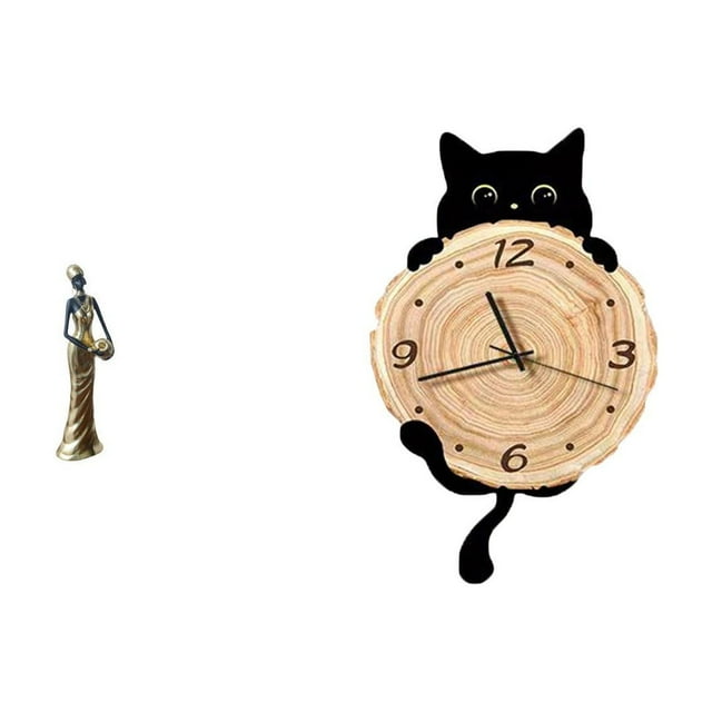 Figura de mujer africana,Estatua artesanal de una dama tribal africana,hecha a mano,para cafetería.,Reloj de pared,Reloj de pared decorativo para baño o dormitorio,Reloj de pared para gatos
